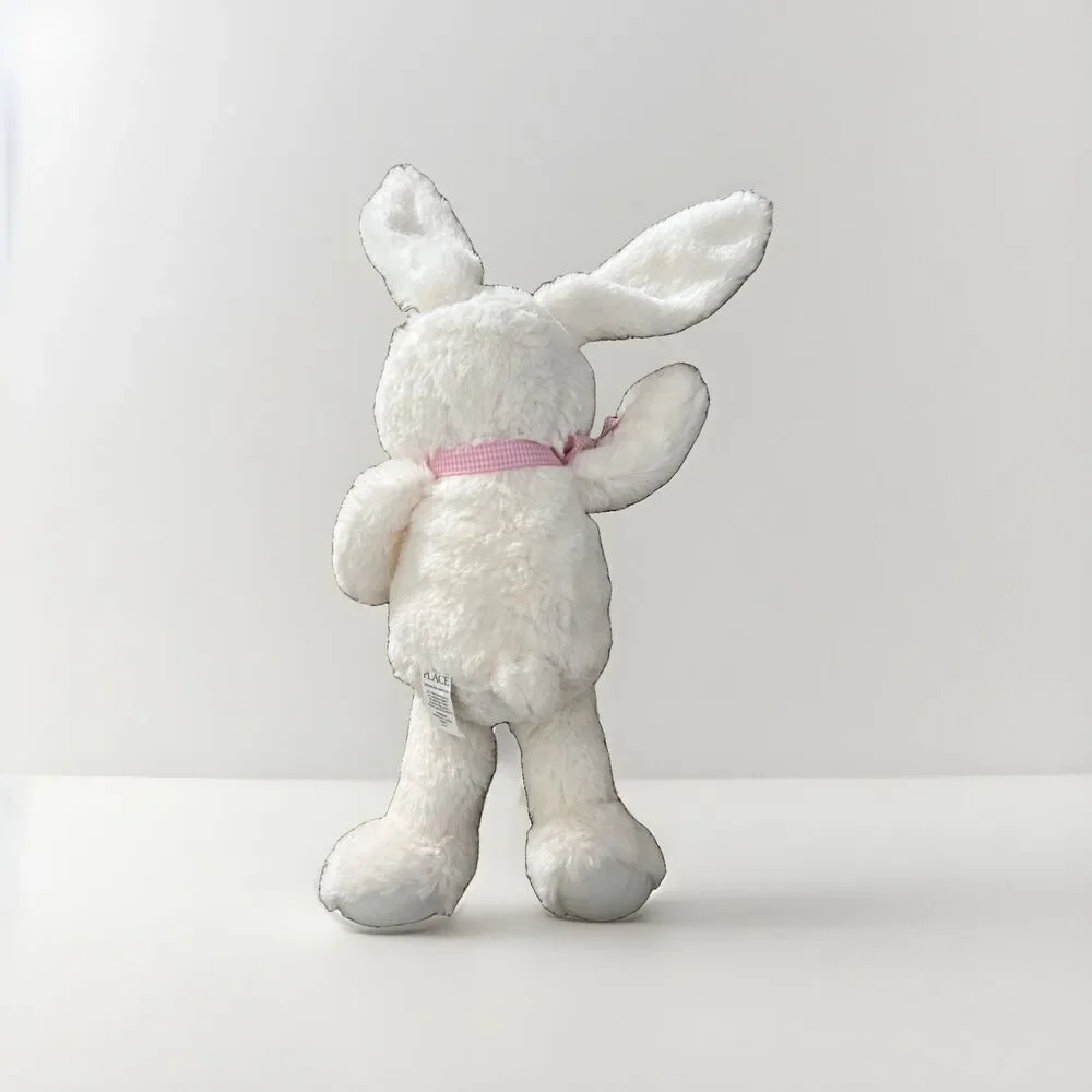 The Children’s Place 13” Plush Bunny Rabbit Ivory White Stuffed Animal Pink Bow